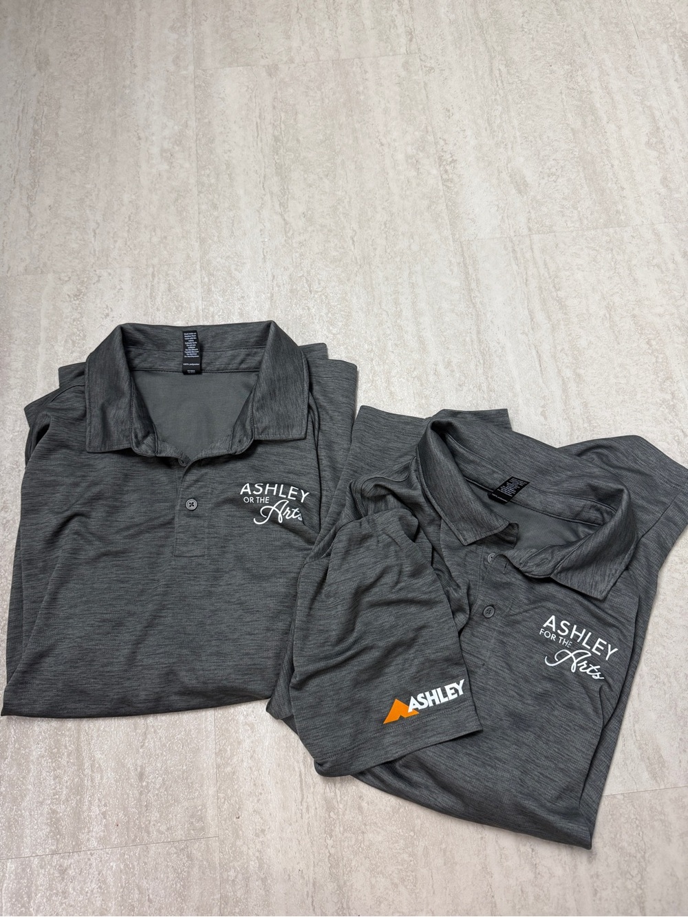 Ashley for the Arts polo Charcoal Gray Logo Polos 2 for 1